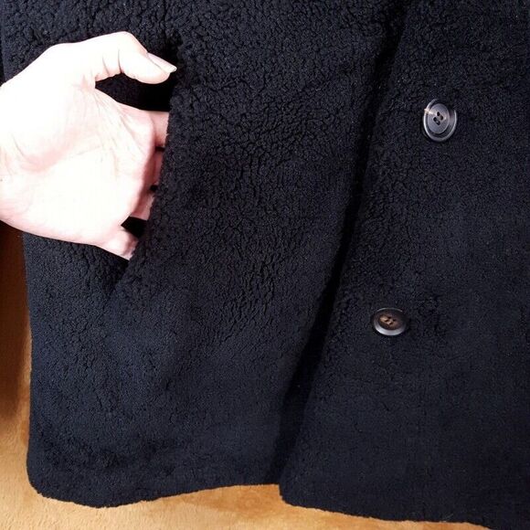 YVES SALOMON ARMY Coat Mens Size 48 Black Single Breasted Lamb Shearling $1825 - Picture 4 of 10